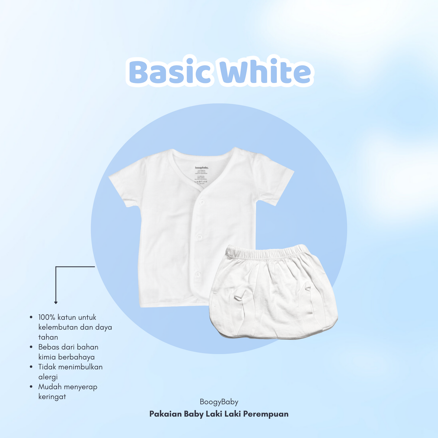 Baju Newborn Putih (Tangan Pendek Kancing Depan)