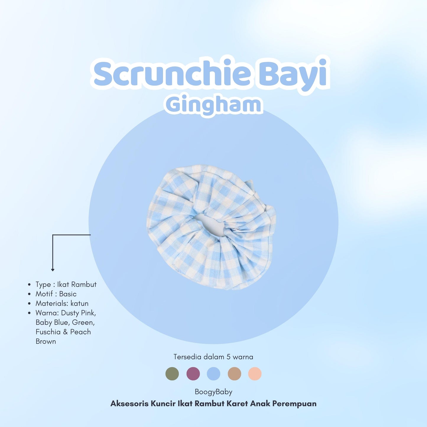 Scrunchie / Ikat Rambut Motif Gingham (1 Pcs)