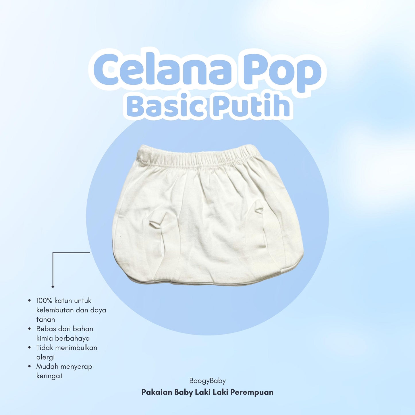 Celana Pop Pendek Newborn Putih