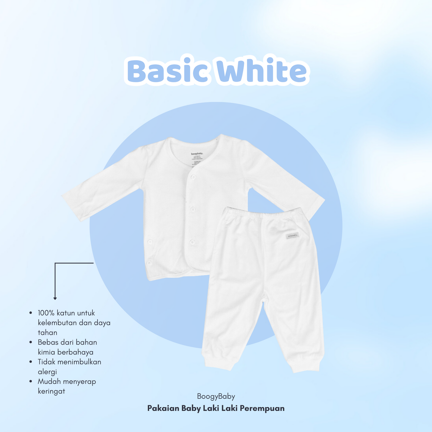 Baju Newborn Putih (Tangan Panjang Kancing Depan)