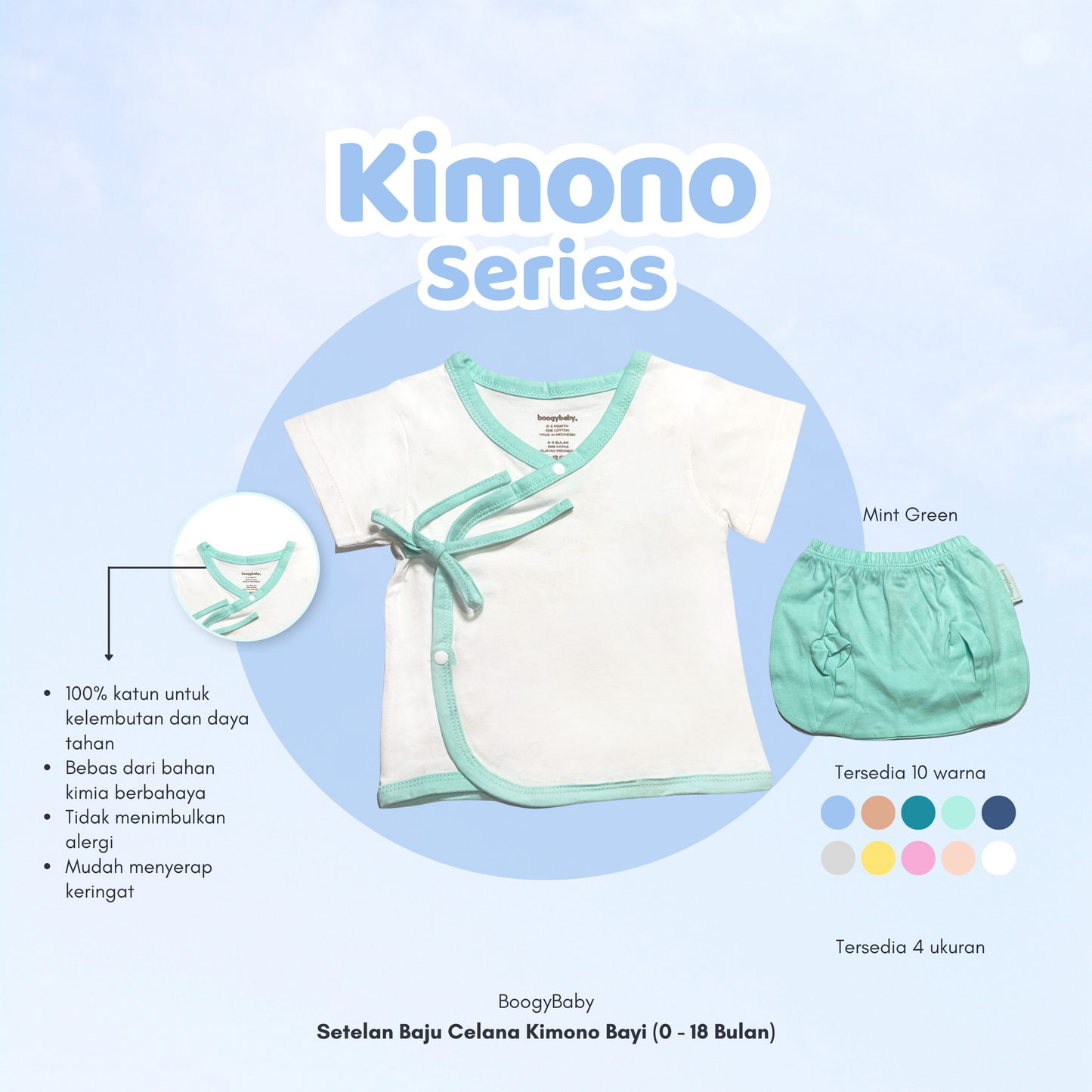 Setelan Baju Kimono Bayi Tangan Pendek