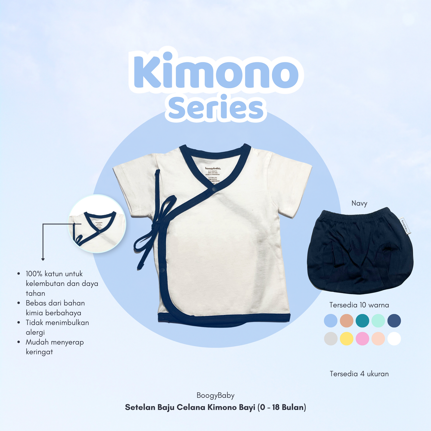 Setelan Baju Kimono Bayi Tangan Pendek
